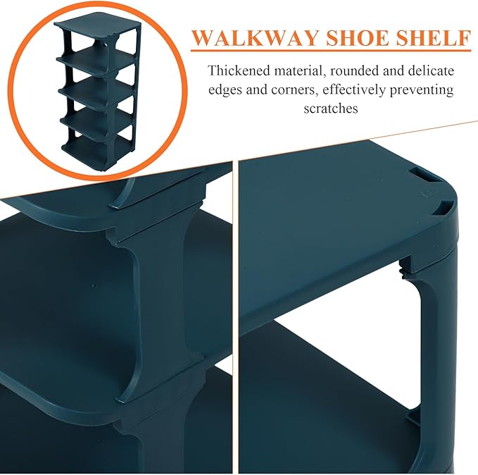 Garneck Multi-layer Plastic Shoe Organizer Rack Sturdy Walkway Storage Shelf for Hallway DIY Combination Compact Space-saving Shoe Holder for Entryway and Closet