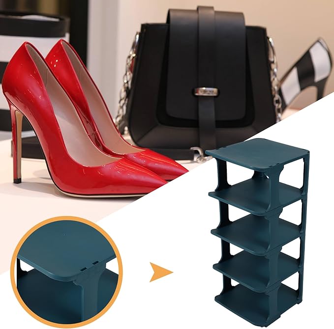 Garneck Multi-layer Plastic Shoe Organizer Rack Sturdy Walkway Storage Shelf for Hallway DIY Combination Compact Space-saving Shoe Holder for Entryway and Closet